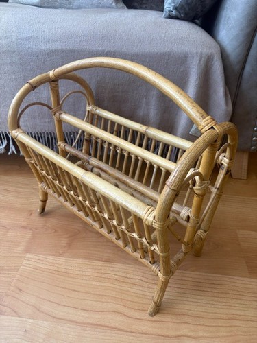 Vintage rattan magazine rack - rattan,