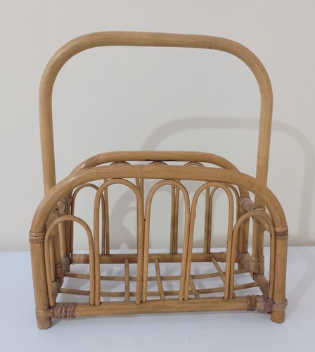 Vintage rattan magazine rack - rattan,