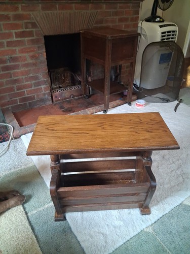 Vintage oak magazine rack - rack, side