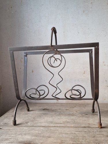 Wrought iron magazine rack - rack, log