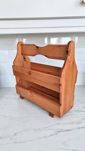 Rustic wooden magazine rack - rustic,