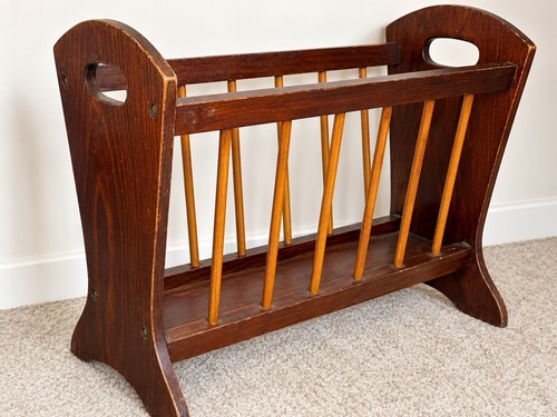Vintage wooden magazine rack - vintage,