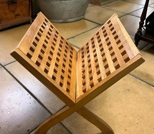 Mid century teak check wooden - mid,
