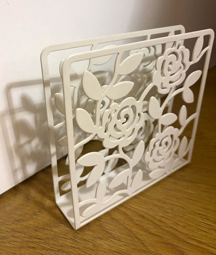 White floral cut out metal - white,